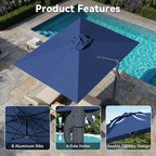 UPTIOT Outdoor Rocking Chair Set with Side Tables and 13-ft Double Canopy Patio Umbrella