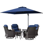 UPTIOT Outdoor Rocking Chair Set with Side Tables and 13-ft Double Canopy Patio Umbrella