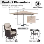 UPTIOT Outdoor Rocking Chair Set with Side Tables and 13-ft Double Canopy Patio Umbrella
