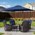 UPTIOT Outdoor Rocking Chair Set with Side Tables and 13-ft Double Canopy Patio Umbrella