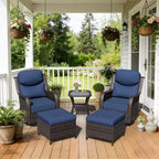 UPTIOT Outdoor Rocking Chair Set with Ottoman and Coffee Table