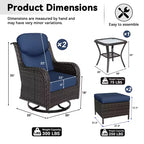 UPTIOT Outdoor Rocking Chair Set with Ottoman and Coffee Table