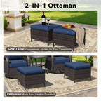 UPTIOT Outdoor Rocking Chair Set with Ottoman and Coffee Table