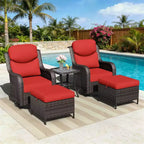 UPTIOT Outdoor Rocking Chair Set with Ottoman and Coffee Table