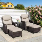 UPTIOT Outdoor Rocking Chair Set with Ottoman and Coffee Table
