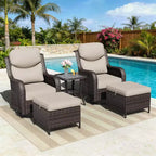 UPTIOT Outdoor Rocking Chair Set with Ottoman and Coffee Table