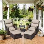 UPTIOT Outdoor Rocking Chair Set with Ottoman and Coffee Table