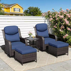 UPTIOT Outdoor Rocking Chair Set with Ottoman and Coffee Table