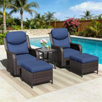 UPTIOT Outdoor Rocking Chair Set with Ottoman and Coffee Table