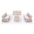 LAUSAINT HOME Patio Furniture Set, Outdoor Metal Frame Patio Conversation Sets with Coffee Table for Garden, Poolside