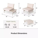 LAUSAINT HOME Patio Furniture Set, Outdoor Metal Frame Patio Conversation Sets with Coffee Table for Garden, Poolside
