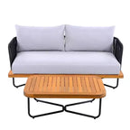 Christopher Knight Home Lucas 4 Piece Outdoor Rope Woven Acacia and Iron Seating Set