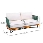 Christopher Knight Home Lucas 4 Piece Outdoor Rope Woven Acacia and Iron Seating Set