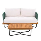 Christopher Knight Home Lucas 4 Piece Outdoor Rope Woven Acacia and Iron Seating Set