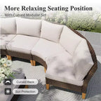 Captiva Designs 11pc Outdoor Wicker Rattan Patio Half-Moon Curved Sectional Sofa Conversation Set with Cushioned Ottoman