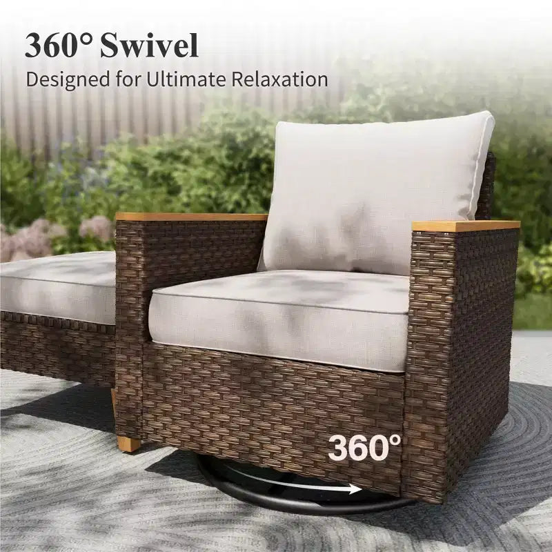 Captiva Designs 11pc Outdoor Wicker Rattan Patio Half-Moon Curved Sectional Sofa Conversation Set with Cushioned Ottoman