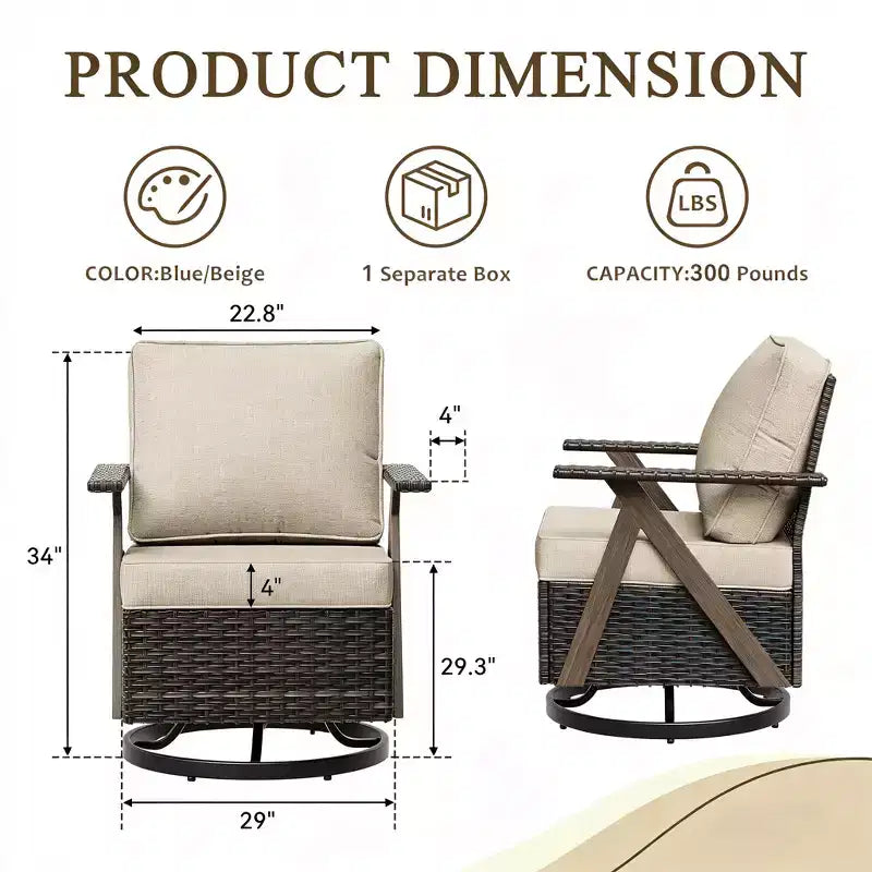 Bestier Patio Furniture Set, Outdoor Conversation Set with Thick Cushion Sofa Chairs Coffee Table for Garden Backyard Porch