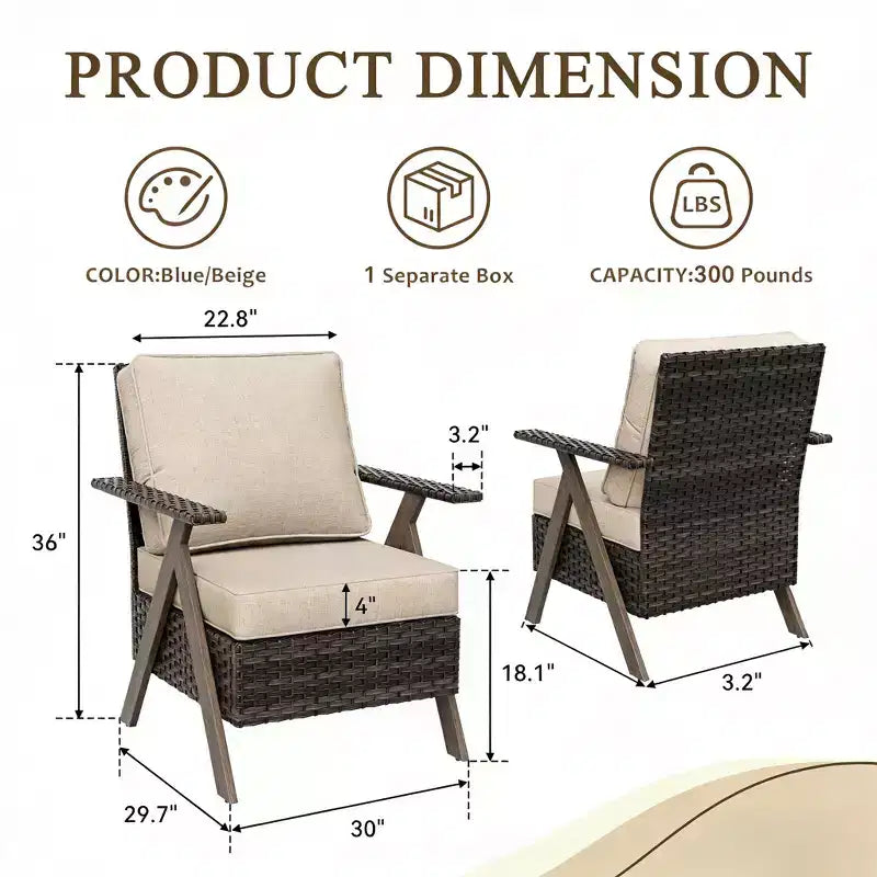 Bestier Patio Furniture Set, Outdoor Conversation Set with Thick Cushion Sofa Chairs Coffee Table for Garden Backyard Porch