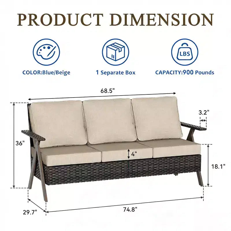 Bestier Patio Furniture Set, Outdoor Conversation Set with Thick Cushion Sofa Chairs Coffee Table for Garden Backyard Porch