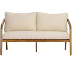 Christopher Knight Home Nolan Patio Acacia Wood and Wicker 2-Piece Loveseat Set with Coffee Table and Cushions
