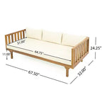 Christopher Knight Home Claremont Patio Modern Acacia Wood 4-Piece Conversation Set Cushions