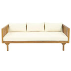 Christopher Knight Home Claremont Patio Modern Acacia Wood 4-Piece Conversation Set Cushions