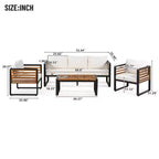 Polibi 4-Piece Outdoor Patio Conversation Set with Removable Cushions