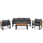Polibi 4-Piece Outdoor Patio Conversation Set with Removable Cushions