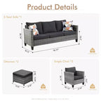 HOMLUX 5-Piece Outdoor Patio Furniture Set: 3-Seater + 2 Chairs + 2 Ottomans