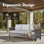 HOMLUX 5-Piece Outdoor Patio Furniture Set: 3-Seater + 2 Chairs + 2 Ottomans