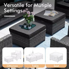HOMLUX 6-Piece Patio Conversation Set w/ 3-Seater Sofa & Ottomans, Swivel Chairs Set