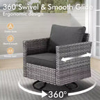 HOMLUX 6-Piece Patio Conversation Set w/ 3-Seater Sofa & Ottomans, Swivel Chairs Set