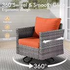 HOMLUX 6-Piece Patio Conversation Set w/ 3-Seater Sofa & Ottomans, Swivel Chairs Set