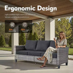 HOMLUX Outdoor 6-Piece Sofa Set w/ Ottomans & Rattan Coffee Table, Ergonomic Gray Design