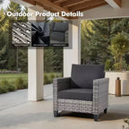 HOMLUX Outdoor 6-Piece Sofa Set w/ Ottomans & Rattan Coffee Table, Ergonomic Gray Design