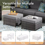 HOMLUX Outdoor 6-Piece Sofa Set w/ Ottomans & Rattan Coffee Table, Ergonomic Gray Design