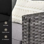 HOMLUX Outdoor 6-Piece Sofa Set w/ Ottomans & Rattan Coffee Table, Ergonomic Gray Design