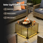 HOMLUX Outdoor 6-Piece Sofa Set w/ Ottomans & Rattan Coffee Table, Ergonomic Gray Design