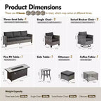 HOMLUX 10-Piece Patio Seating Bundle with 54 Fire Pit Table and Swivel Chairs Set