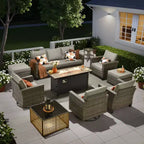HOMLUX 10-Piece Patio Seating Bundle with 54 Fire Pit Table and Swivel Chairs Set