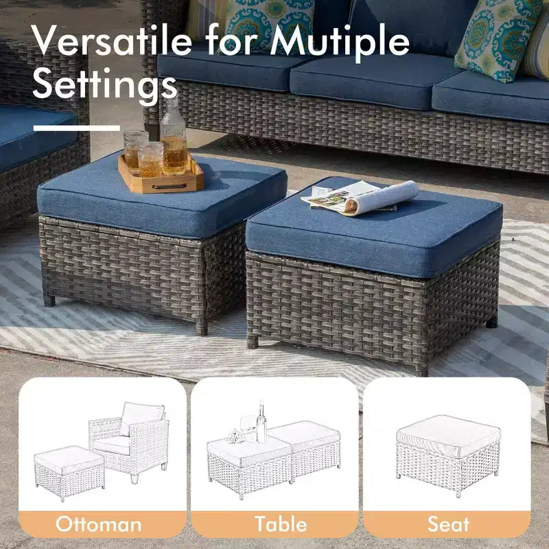 HOMLUX 10-Piece Patio Seating Bundle with 54 Fire Pit Table and Swivel Chairs Set