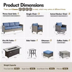 HOMLUX 10-Piece Patio Seating Bundle with 54 Fire Pit Table and Swivel Chairs Set