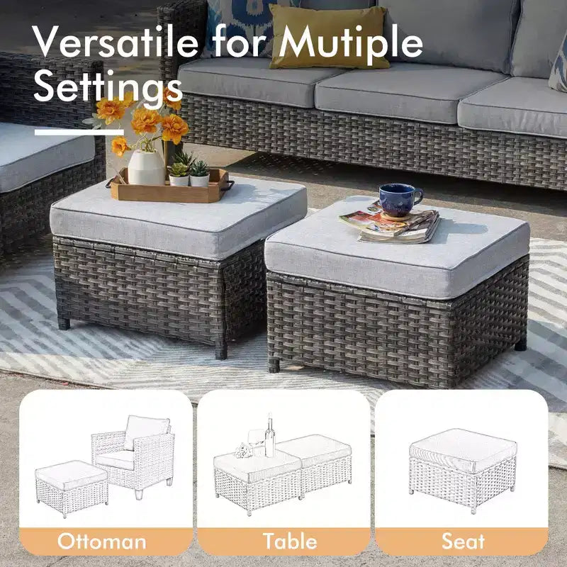 HOMLUX 10-Piece Patio Seating Bundle with 54 Fire Pit Table and Swivel Chairs Set