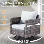 HOMLUX 10-Piece Patio Seating Bundle with 54 Fire Pit Table and Swivel Chairs Set