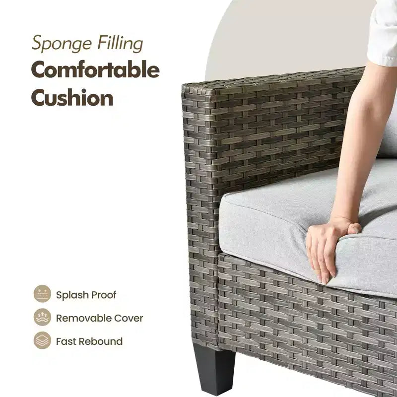HOMLUX 10-Piece Patio Seating Bundle with 54 Fire Pit Table and Swivel Chairs Set