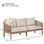 Christopher Knight Home Adewale Modern 4 Piece Patio Acacia Set with Cushion, Slatted Table and Rope Design
