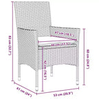 vidaXL Table and Chair Set with Cushion 5 pcs Black PE Rattan