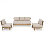 Christopher Knight Home Nikhil Modern 3 Piece Acacia Patio Chat Set with Cushion (Table Not Included)