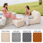 Big Joe Solvana Outdoor Patio Furniture Set, Performance Linen Weather-Resistant Fabric Chair and Ottoman, 2 Piece Sectional, Sunlit Cream