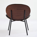 Mid-Century Modern Shell Chair Single Side Chair Tripod Black Leather Lounge Chair in Walnut Finish Comfortable Backrest